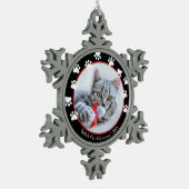 Ornement Flocon De Neige Pet Cat Black and Red Pawprints Premier Noël (Gauche)