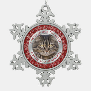 Ornement Flocon De Neige Pet Cat Memorial Photo Noël Argent rouge