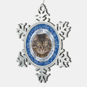 Ornement Flocon De Neige Pet Cat Memorial Photo Noël bleu Argent (Vue impression)