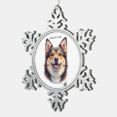 Ornement Flocon De Neige Pet’s Simple Modern Name & Photo Custom Design (Vue impression)