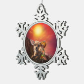 Ornement Flocon De Neige Petite fée et le mignon faon. (Vue impression)