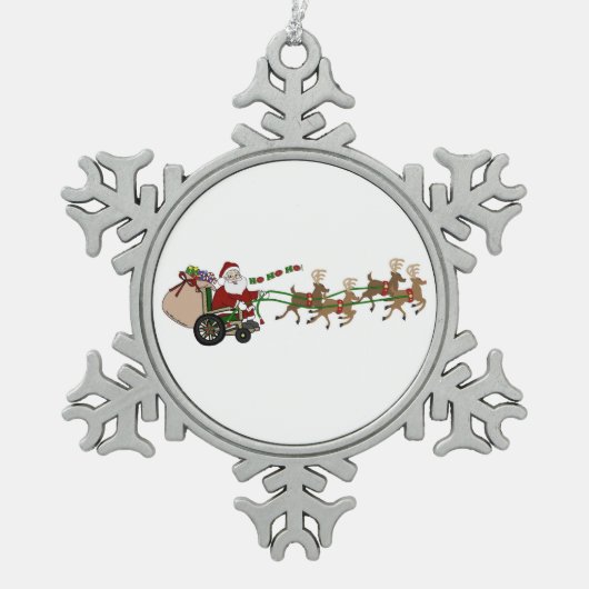 Ornement Flocon De Neige Pewter Snowflake Ornament - Wheelchaise Santa (Devant)