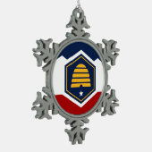 Ornement Flocon De Neige Pewter Snowflake Ornament with Utah Flag (Gauche)