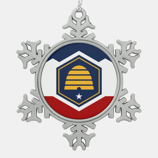 Ornement Flocon De Neige Pewter Snowflake Ornament with Utah Flag (Devant)