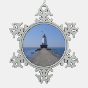 Ornement Flocon De Neige Phare de North Pierhead, Ludington, MI