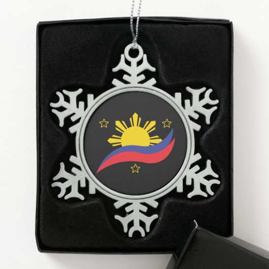 Ornement Flocon De Neige Philippines Philippin Pilipino Drapeau (Boîte)