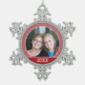 Ornement Flocon De Neige Photo avec une frontière branchée et une année per (Devant)