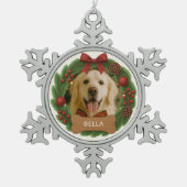 Ornement Flocon De Neige Photo Chien mignon Simple Vacances Noël Wreath (Devant)