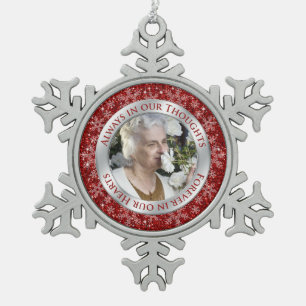 Ornement Flocon De Neige Photo commémorative Argent rouge Noël