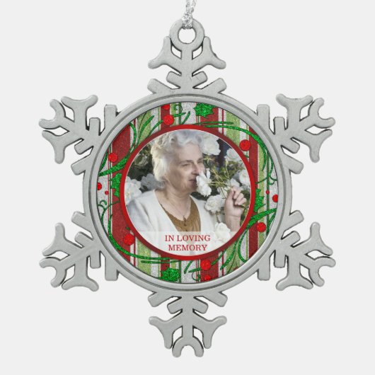 Ornement Flocon De Neige Photo commémorative Christmas Holly Berries (Devant)