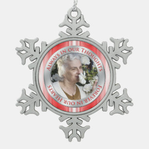 Ornement Flocon De Neige Photo commémorative Noël Rouge Argent Blanc