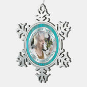 Ornement Flocon De Neige Photo commémorative Noël Turquoise Argent (Vue impression)