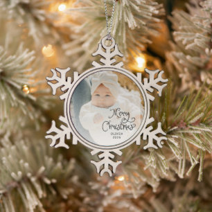 Ornement Flocon De Neige Photo de bébé pour un joyeux Noël