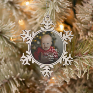 Ornement Flocon De Neige Photo de bébé pour un joyeux Noël
