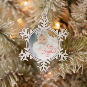 Ornement Flocon De Neige Photo de bébé pour un joyeux Noël