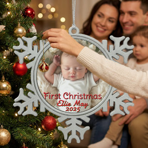 Ornement Flocon De Neige Photo de bébé premier Noël Personnaliser