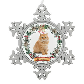 Ornement Flocon De Neige Photo de chat Cinnamon personnalisé en flocon de n