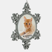 Ornement Flocon De Neige Photo de chat mignon (Gauche)