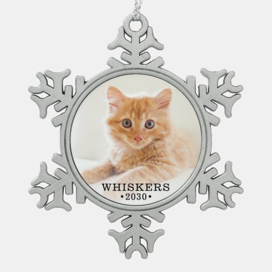 Ornement Flocon De Neige Photo de chat mignon (Devant)