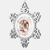 Ornement Flocon De Neige Photo de famille de la couronne de Noël simple et  (Vue impression)