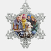 Ornement Flocon De Neige Photo de famille de script de brosse moderne (Devant)