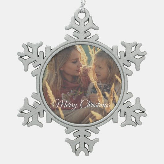 Ornement Flocon De Neige photo de famille recto-verso (Devant)