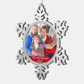 Ornement Flocon De Neige Photo de famille Rouge (Vue impression)