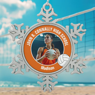 Ornement Flocon De Neige Photo de joueuse de volley-ball orange Lycée