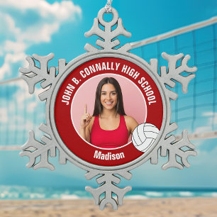 Ornement Flocon De Neige Photo de joueuse de volley-ball rouge au lycée