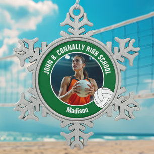 Ornement Flocon De Neige Photo de joueuse de volley-ball verte au lycée
