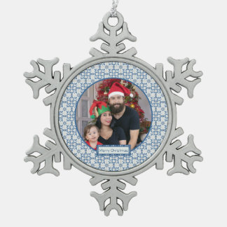 Ornement Flocon De Neige Photo de la famille portugaise avec cadre en tuile