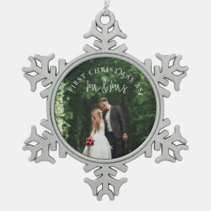 Ornement Flocon De Neige Photo de mariage de M. et Mme Monogramme