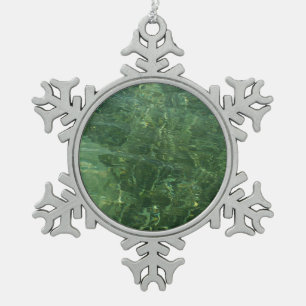 Ornement Flocon De Neige Photo d'eau sur la pelouse marine II (Bleu et Vert