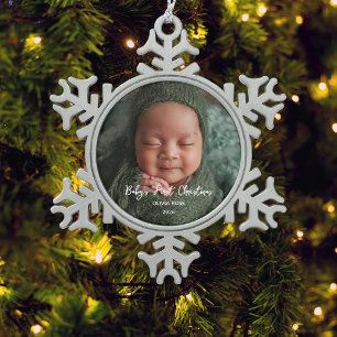 Ornement Flocon De Neige Photo du premier Noël de bébé