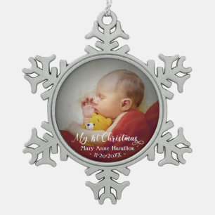 Ornement Flocon De Neige Photo du premier Noël de bébé