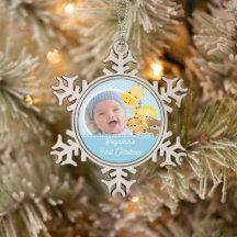 Photo du premier Noël de bébé girafe