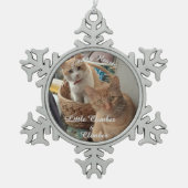 Ornement Flocon De Neige Photo Et Noms De Deux Chats, (Devant)