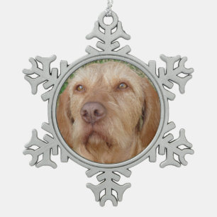 Ornement Flocon De Neige Photo personnalisée d'animal familier de Vizsla d