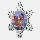 Ornement Flocon De Neige Photo personnalisée et texte Noël 2025 personnalis (Vue impression)