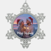 Ornement Flocon De Neige Photo personnalisée et texte Noël 2025 personnalis (Devant)