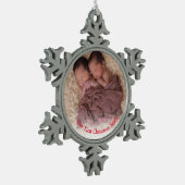 Ornement Flocon De Neige Photo Twins Red Babys First Christmas (Gauche)