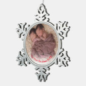 Ornement Flocon De Neige Photo Twins Red Babys First Christmas (Vue impression)