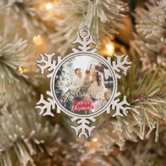 Ornement Flocon De Neige Photographie personnalisée et nom noël