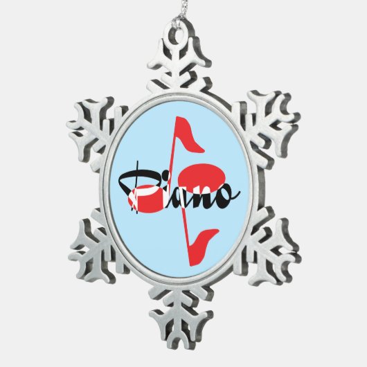 Ornement Flocon De Neige Piano Red Notes (Vue impression)