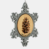 Ornement Flocon De Neige Pine Cône Sur Papier Ancien (Gauche)