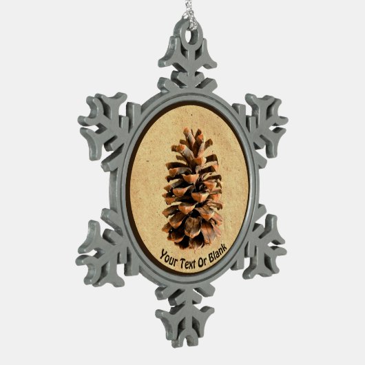 Ornement Flocon De Neige Pine Cône Sur Papier Ancien (Gauche)