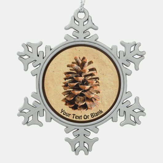Ornement Flocon De Neige Pine Cône Sur Papier Ancien (Devant)