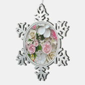 Ornement Flocon De Neige Pink and white floral (Vue impression)