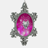 Ornement Flocon De Neige Pink Bokeh Diamond Snowflake & Heart (Gauche)