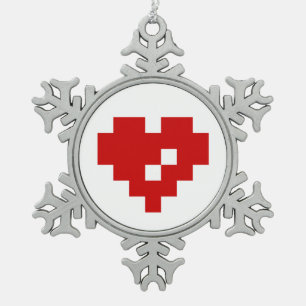 Ornement Flocon De Neige Pixel Coeur 8 bits Amour